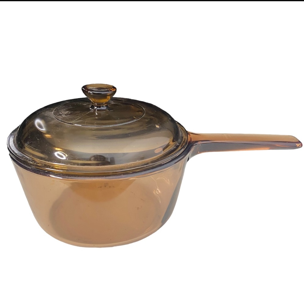 Vintage Pyrex Vision Corning Ware Amber Vision Pot/ Saucepan with Lid Size 1.5 L